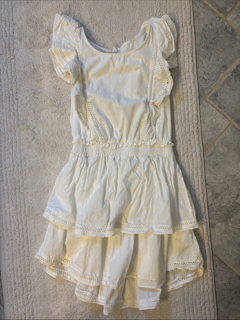 BB Dakota by Steve Madden Cream Tiered Ruffle Casual Dress